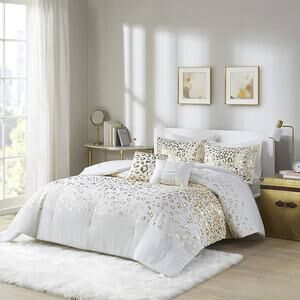 NEW! Intelligent Design Serena Metallic Printed Comforter Set KING/CAL KING